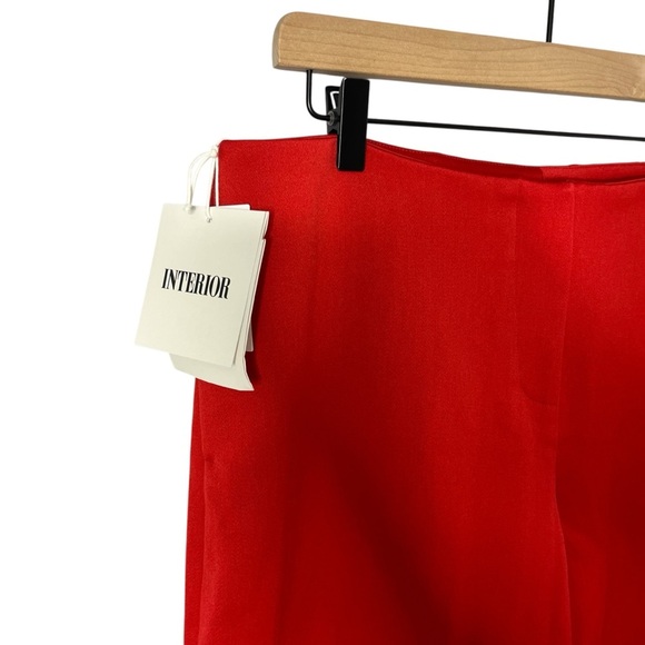 Interior The Clement Trousers Red Wide Leg Ankle Pants Size 8 Wool - Picture 4 of 10